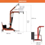 Werkstattkran mit elektrischer Hubfunktion (1 Geschwindigkeit) – Max. Tragfähigkeit 200 kg – Image 2