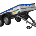 GARDEN TRAILER 264/2 KIPP MIT STÜTZRAD, PLANENTRÄGER UND BLAUER FLACHPLANE