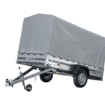 GARDEN TRAILER 264 KIPP MIT STÜTZRAD, H1100-HOCHSPRIEGEL UND GRAUER PLANE