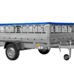 Leichter Anhänger auf Blattedern 264×150 UNITRAILER GARDEN 265/R KIPP mit Gitterwänden, H-0-Rahmen und blauer Plane