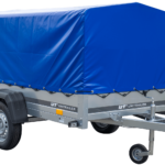 PKW-Anhänger GARDEN TRAILER 230 FD mit Stützrad, 80 cm hohem Spriegel und blauer Plane