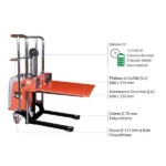 Halbelektrischer Stapler – Max. Hubhöhe 1700 mm – Max. Tragfähigkeit 400 kg – Image 3