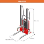 Halbelektrischer Stapler mit Ausleger – Max. Hubhöhe 1400 mm – Max. Tragfähigkeit 150 kg – Image 2