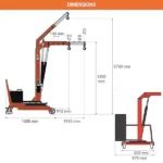 Halbelektrischer Werkstattkran – Max. Hubhöhe 2750 mm – Max. Tragfähigkeit 200 kg – Image 2