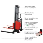 Halbelektrischer Stapler 1T – Umrahmende Langträger – Max. Hubhöhe 2500 mm – Image 3